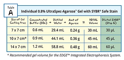 table a electrophoresis